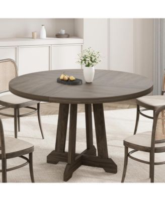 Round Dining Table for 4 47 Inch Wooden Kitchen Circle Dinner Table with Sturty Legs for Dining Room Kitchen