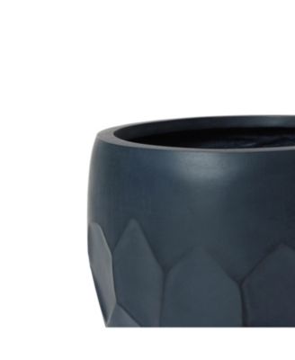 14.6-Inch Round Black Geometric MgO Planter