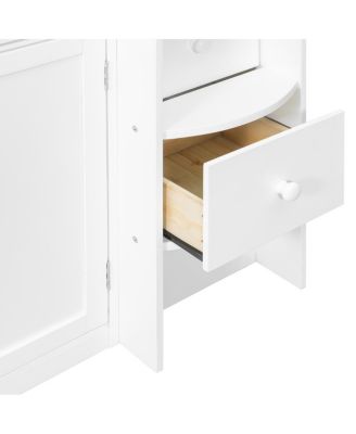 Twin Size Wooden Loft Bed with Desk, Drawers and Cabinets