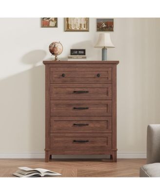 5 Dresser for Bedroom, 41.3 in Tall Vertical Drawer Dresser with Large Storage, Freestanding Wooden Closet Chest for Bedroom, Living Room