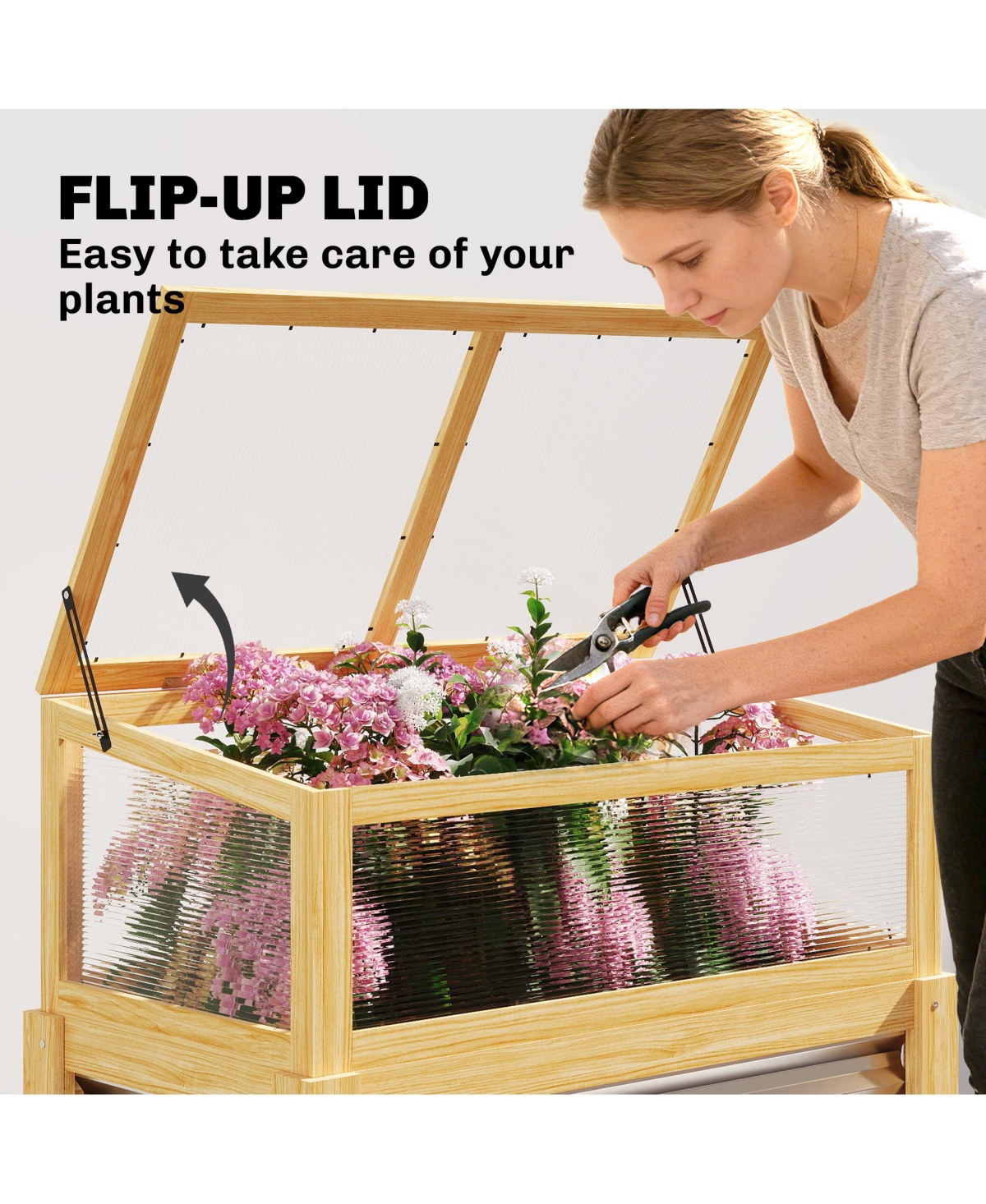 Outsunny Raised Garden Bed with Flip-Up Mini house