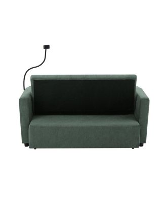  55.9" Convertible Sofa Bed Loveseat with 3 USB Ports & Side Pockets