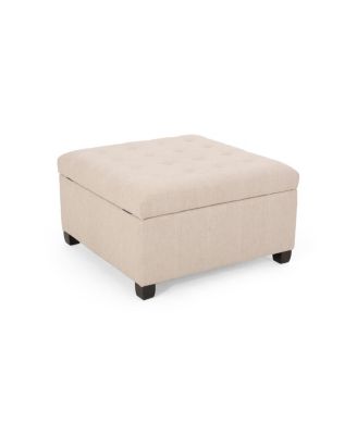 Upholstered Tufted Fabric Storage Ottoman