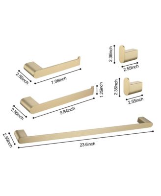 5- Piece Bathroom Accessories Set, Stainless Steel Bathroom Hardware Set, Bath Towel Bar, Towel Hooks and Towel Racks (Brushed Gold)