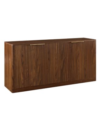 59-inch Modern Wavy Sideboard, Curved Contour 4-Door Storage Cabinet, Walnut