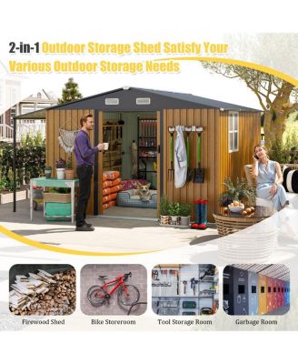 Dual-Zone Garden Shed with Sliding Doors and Ramp