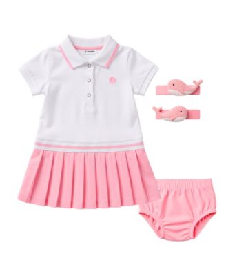 Baby Girls' Polo Collar Dress & Panties with Hairclip, 2-Piece Set