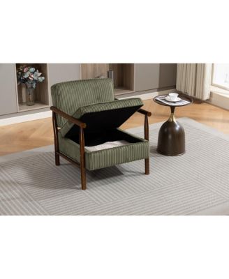 Storage Chair, Mid Century Modern Accent Chair with Wood Frame