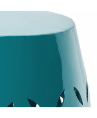 Sculptural Barrel Side Table with Laser-Cut Floral Motifs