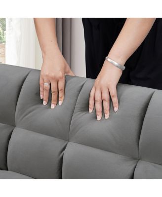 65-inch 3-in-1 Foldable Sofa Bed, Modern Velvet Double Sofa with Adjustable Back