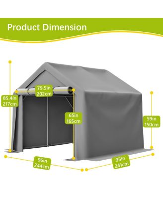 8x8 FT Outdoor Shelter: Waterproof, UV-Resistant, Roll-Up Doors