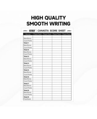100-Pack 7" x 5" Canasta Score Sheets, Canasta Score Sheet with Game Instructions & Trick Values