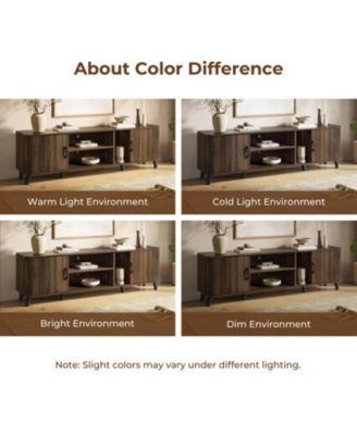 Dark Oak Manufactured Wood 71-Inch Wide TV Console Cabinet