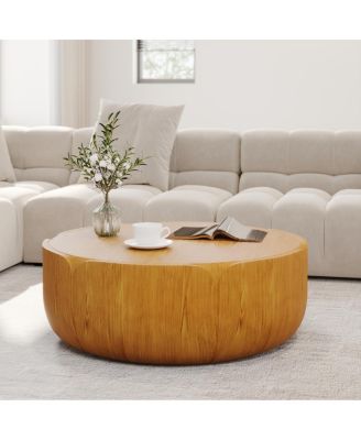 35.63" Round Wood Grain Outdoor/Indoor Coffee Table