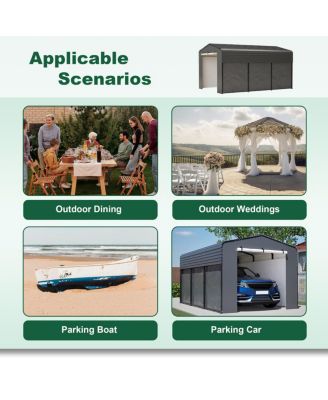 10x15 FT Metal Carport with Waterproof Cloth & Steel Roof