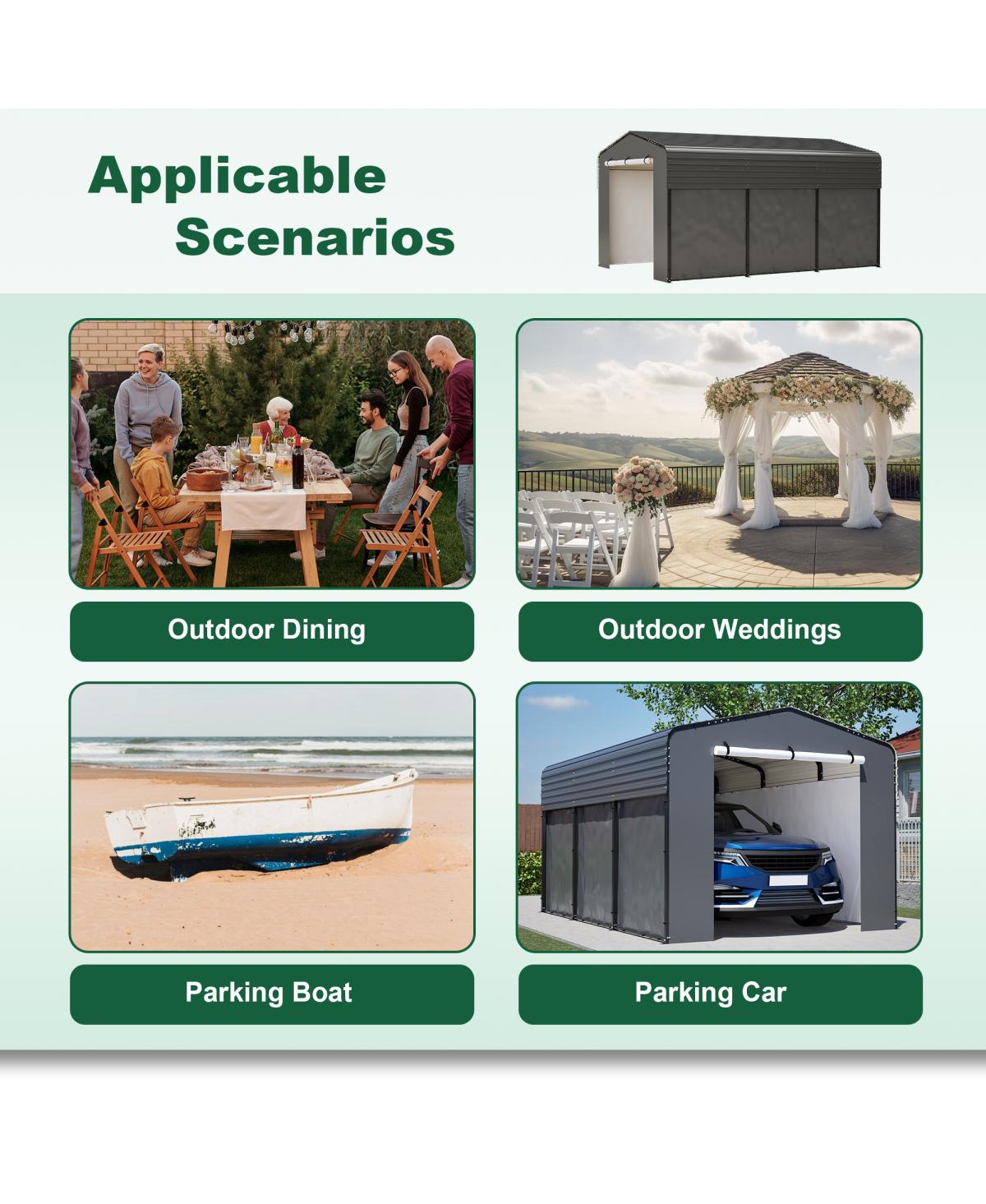 Streamdale Furniture 10x15 Ft Metal Carport with Waterproof Cloth & Steel Roof