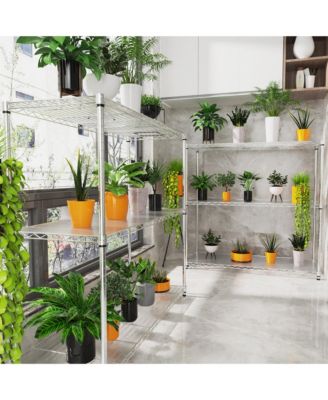 3 Tier Wire Shelving Unit, Heavy Duty Metal Rack, Adjustable Shelves Organizer Rack with Shelf Liners, 1050 LBS Capacity for Garage - Chrome