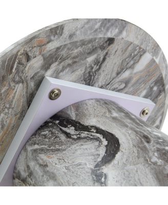 textured MDF circular coffee table, 19.6" D x 18.8"