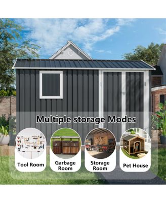 9.5 x 6.7 FT Metal Garden Shed for Patio Backyard Tools House Storage