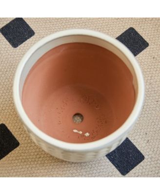  Handmade Ceramic Flower Pot Set of 3, Diamond Pattern, 15/12/9 Inch Diameter