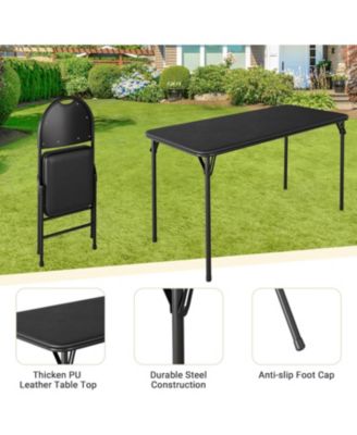 4FT Folding Table and Chairs Set of 5 Portable Card Table and Chairs Padded Table and Chair Dining Set for Picnic Event Training