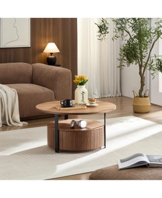 Wood Coffee Table Round, Rustic Charm For Living Room Decor