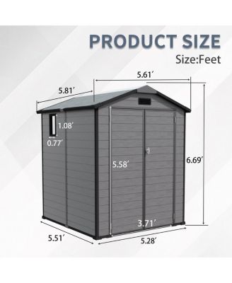 6x6 FT Plastic Outdoor Storage Shed - Lockable Resin Tool Shed