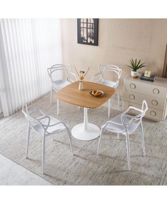  5pcs Dining Set, Metal Leg Table, Mid-Century Dining Table for 4-6 People