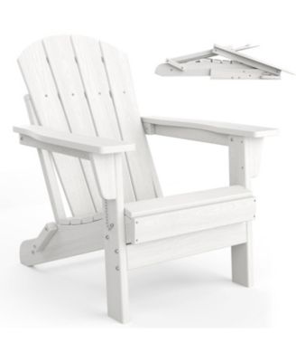 Folding Adirondack Chairs Set of 4 with 2 Side Table, HDPE Plastic Outdoor Chairs with Wood Texture 380 LBS & Weather Resistant for Fire Pit