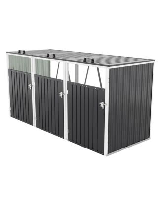 Garbage Bin Shed for 3 Cans, Lockable, Waterproof
