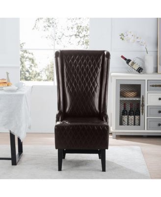 Faux Leather High-Back Accent Chair, Modern Side Chair for Living Room, Bedroom