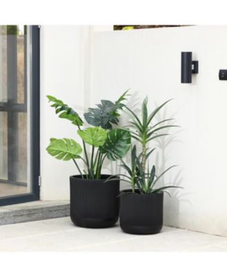 14.8-Inch Round Stripes MgO Planter