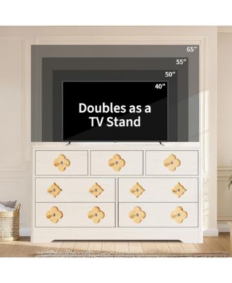 7 Drawer Dresser for Bedroom, 54'' Wide Dresser, Chest of Drawers, Wooden Chest with Clothes Storage Cabinet, Decorative Drawer Front Organizer