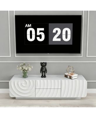 58" TV Console with Spiral Wave Design, Storage Cabinet & 2 Drawers