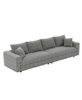 Plush Corduroy 4-Seat Sofa, Modern Comfy Upholstered Cloud Couch