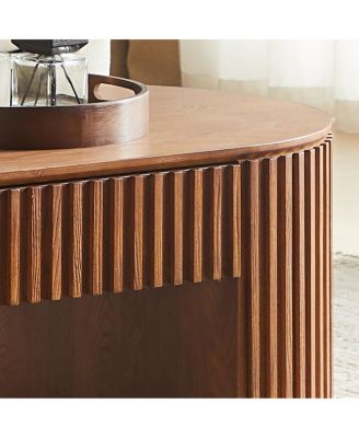 Oval Wood Coffee Table with Drawer