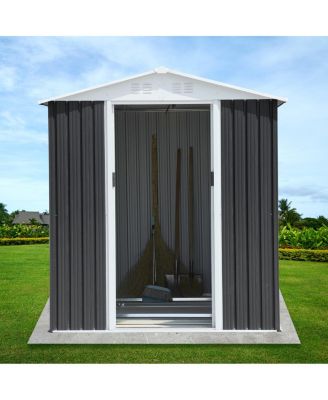 Waterproof Outdoor Bike Storage Shed 6x9FT Grey Apex Roof Aluminum Frame