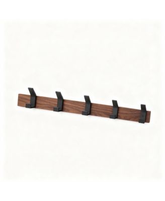 Walnut Wood & Aluminum Coat Rack,Rustproof, Easy Install