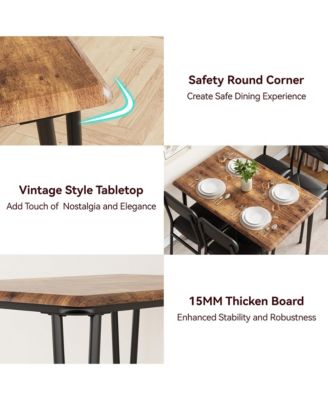 Dinner Table Set for 4,5 Piece Kitchen Table and Chairs,Rectangular Dining Room Table Set with 4 Upholstered Chair