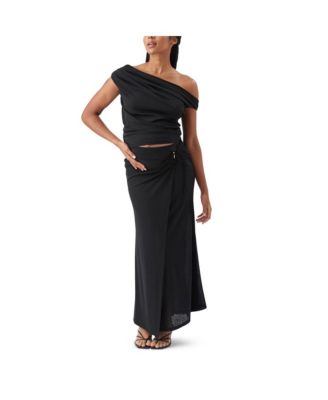 Maternity Ripe Mock Wrap Skirt Black