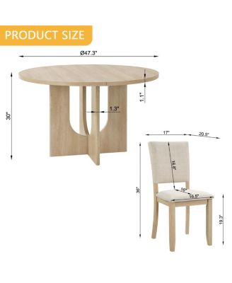 47.3" Round Dining Set with 4 Upholstered Chairs -