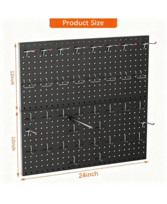 Modular Steel Pegboard Tool Organizer, 2 Panels, 68 Hooks, Space & Time Saver