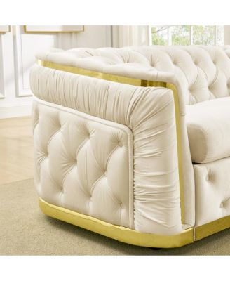 2-Piece Velvet Chesterfield Couch Set, 84.6" Sofa & 62.6" Loveseat