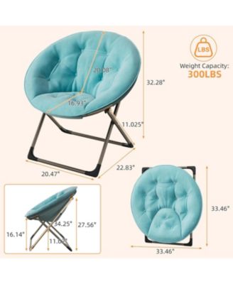 Comfy Oversized Saucer Chair – Soft Plush Fabric Reading Lounger for Adults, Stable X-Large Metal Frame Foldable Accent Lazy Chair for Bedroom
