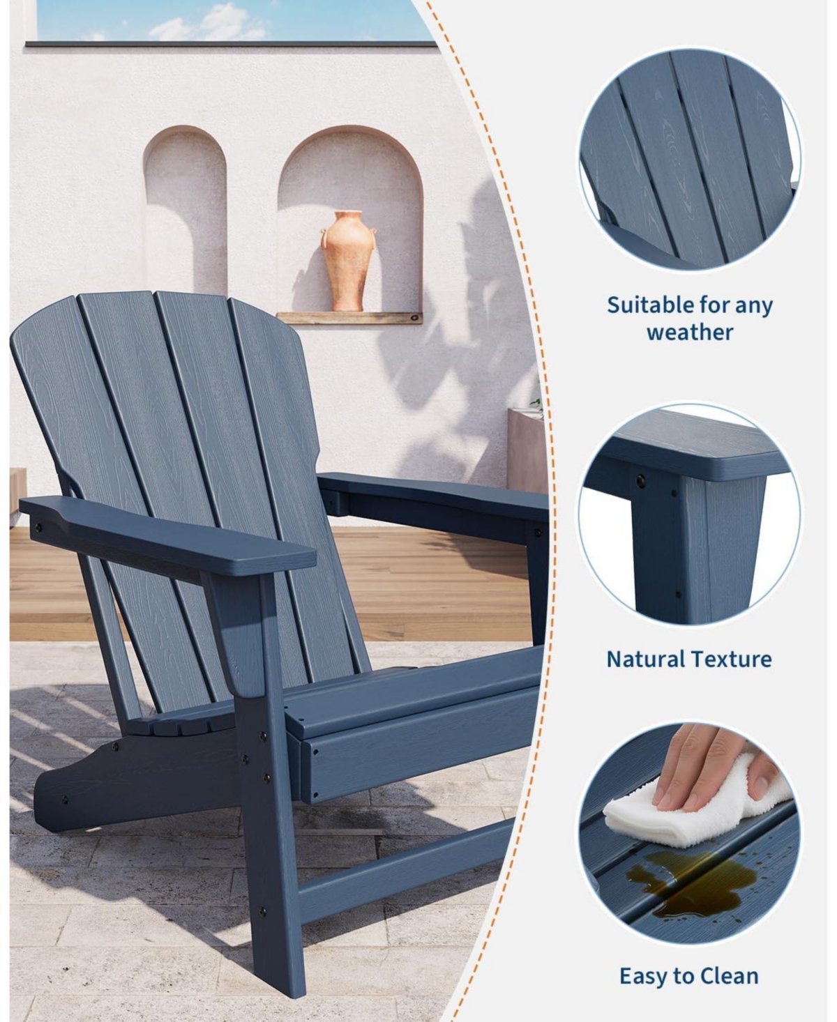 gaomon Modern Hdpe Plastic Adirondack Chair Set of