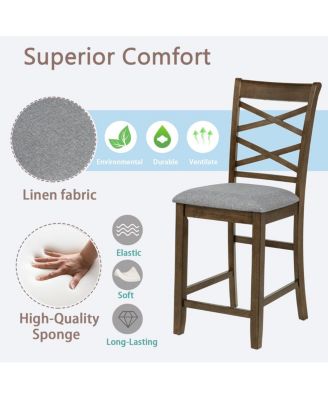 Wooden Counter Height Chairs Set of 4 with Padded Seat