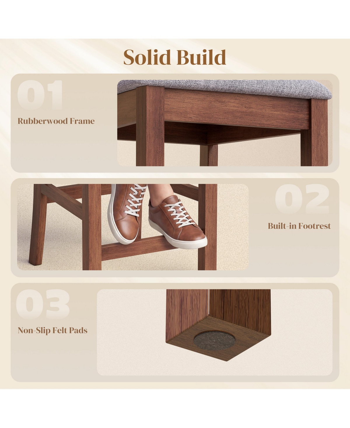 Homcom Bar Stools Set of 2, Modern Upholste Barstools