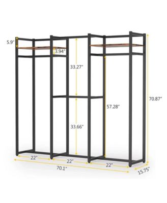 Heavy Duty Garment Rack, Large Metal Clothing Rack, Freestanding Closet Organizer with Shelves and Hanging Rod for Hallway, Bedroom