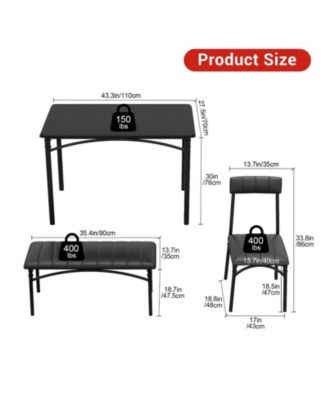 4 Piece Rustic Upholstered Dining Set – Table, Chairs & Bench