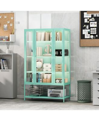 Iron Display Cabinet with Glass Door and LED Lights